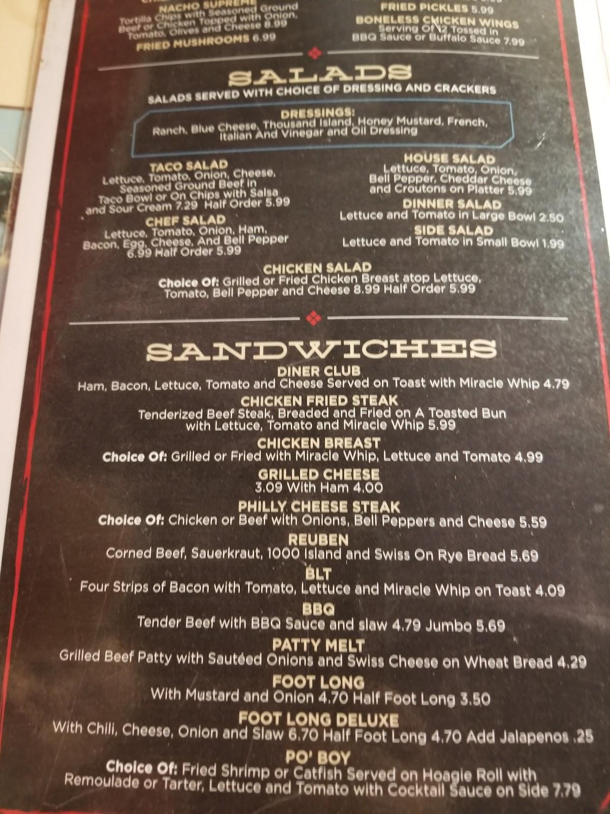 Menu at Stroud's Diner restaurant, Mayflower, 558 AR-365