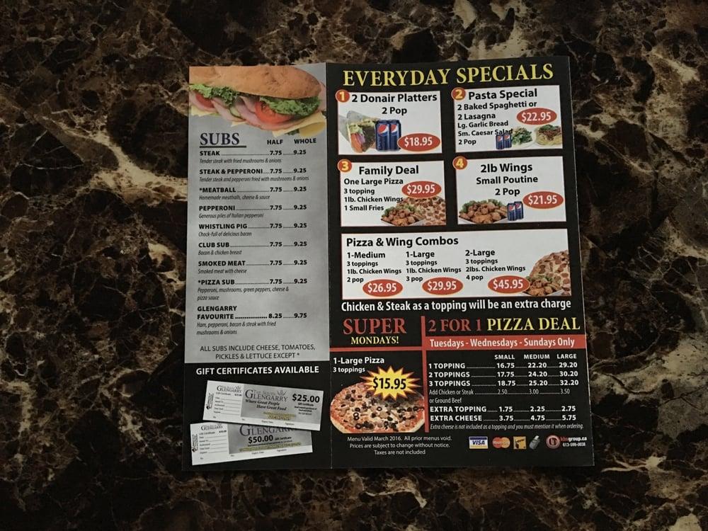 Menu at The South Glengarry Restaurant, South Lancaster