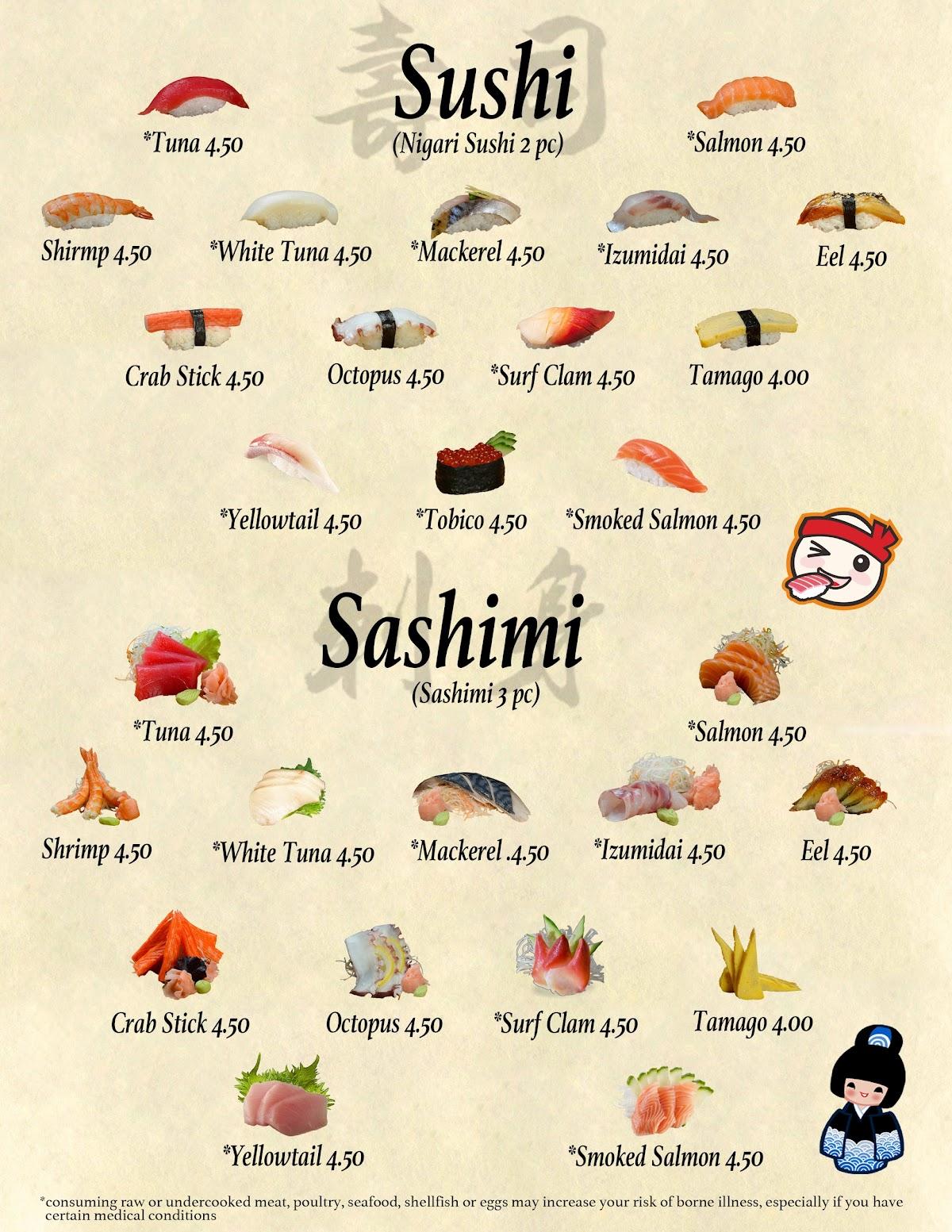 Menu at Yamato Sushi Restaurant, Kittanning