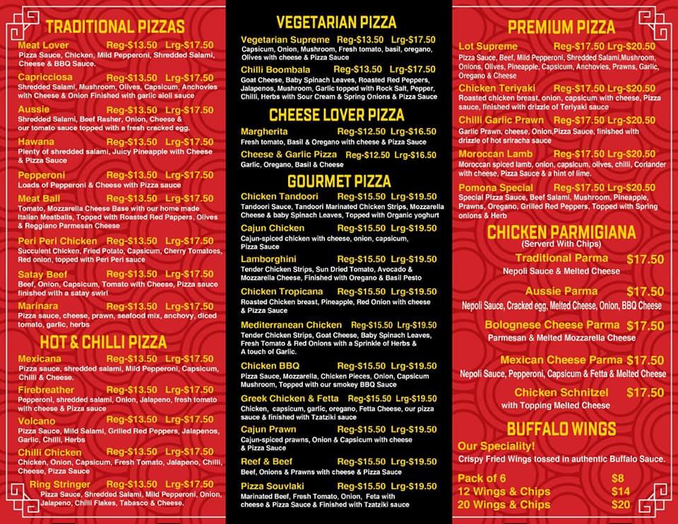 Menu at Pomona Pizza and Eats pizzeria, Riverside
