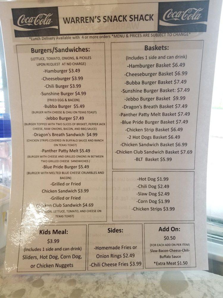 Menu at Warren's Breakfast & Grill restaurant, Jefferson