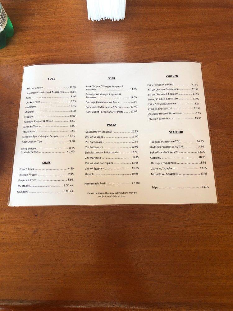 Menu at Nappi's Restaurant, Medford