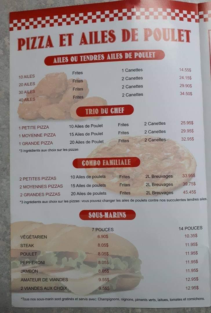 Menu au Pizza du Chef Sim restaurant, Thurso