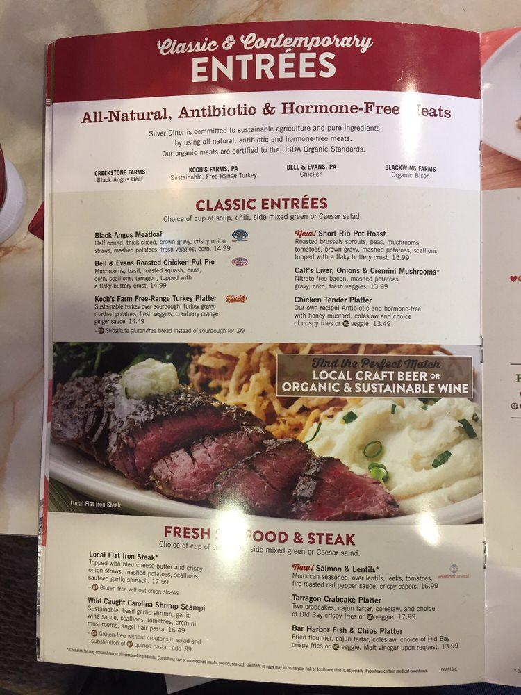 Menu at Silver Diner restaurant, Rockville, Rockville Pike