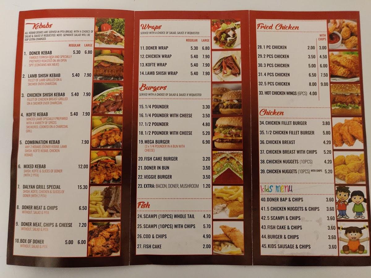 Menu at Dalyan Ventnor fast food, Ventnor