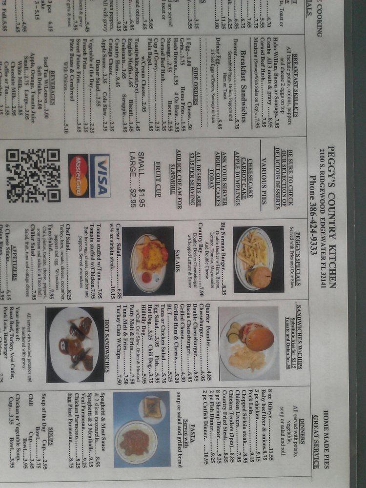 Menu at Peggy's Country Kitchen restaurant, Edgewater