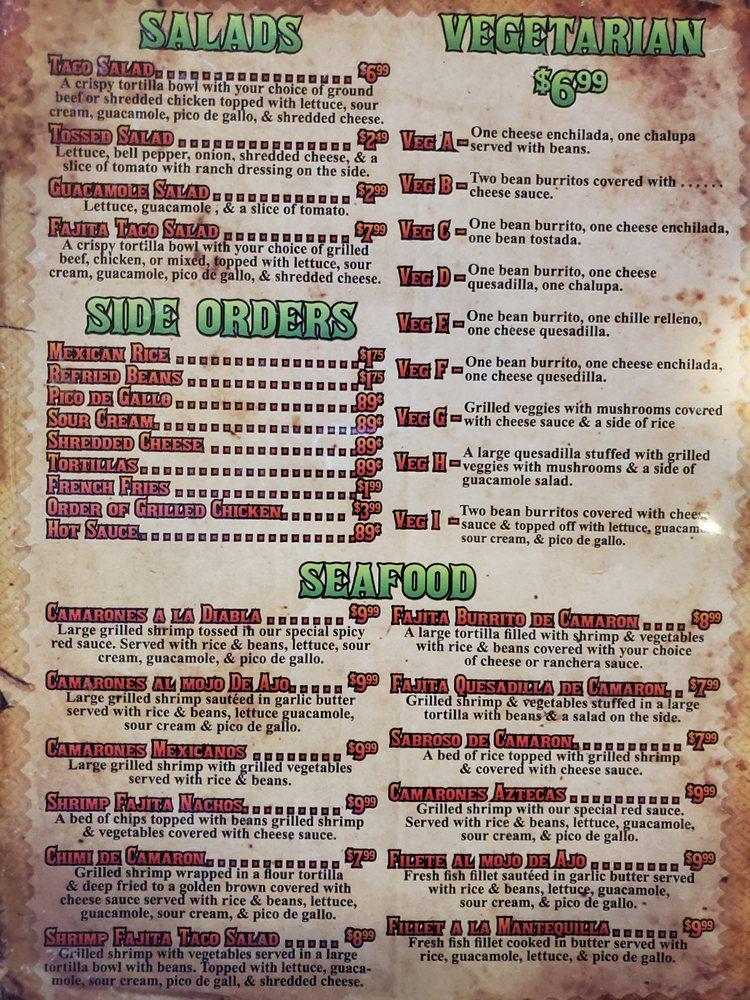 Menu at Morelos Mexican Grill restaurant, Russellville