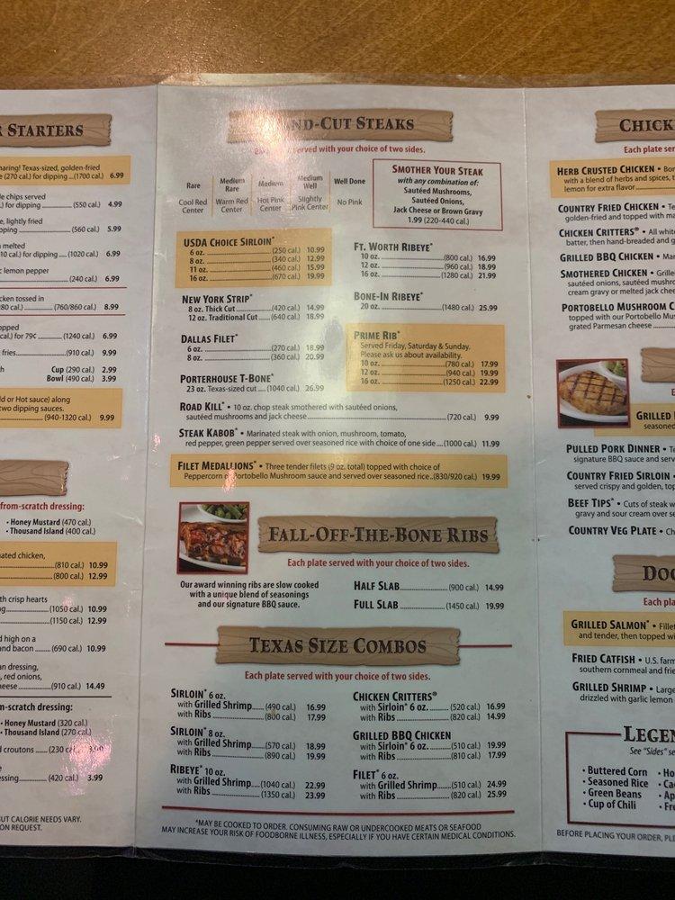 Menu At Texas Roadhouse Bbq, Cincinnati, Montgomery Rd