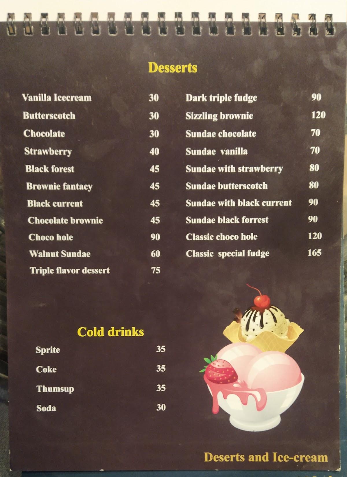 Menu at The Classic Irani Cafe, Pune