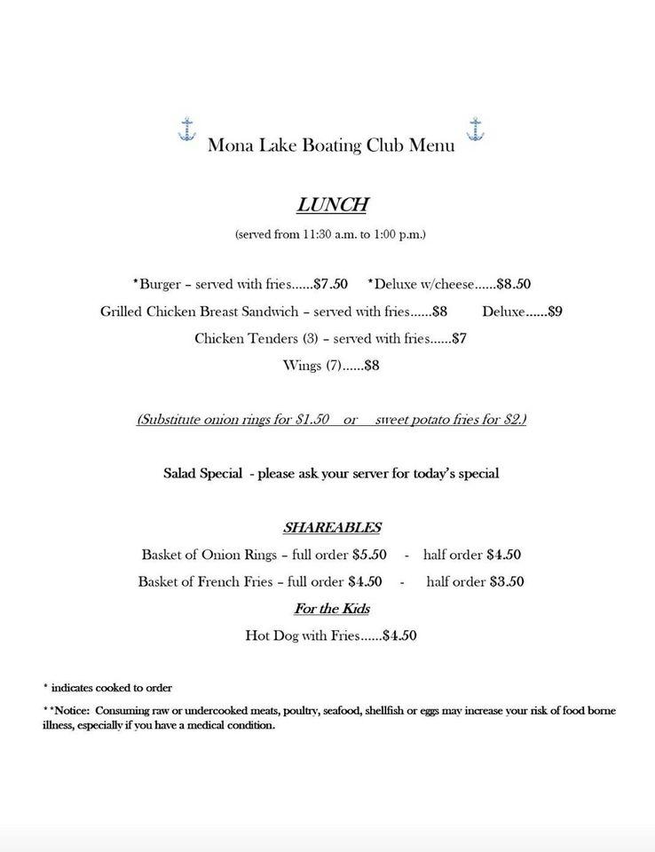 Carta de Mona Lake Boating Club Where Good Friends Anchor, Norton Shores