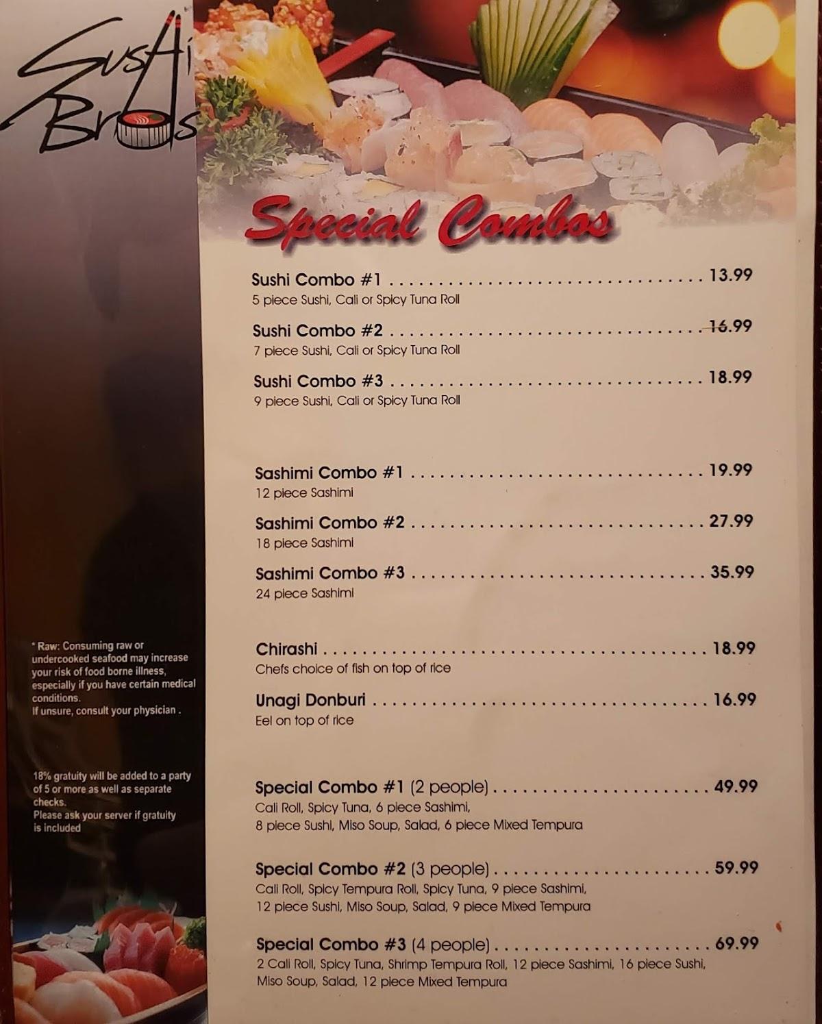 Menu at Sushi Bros restaurant, Phoenix, N 19th Ave #4