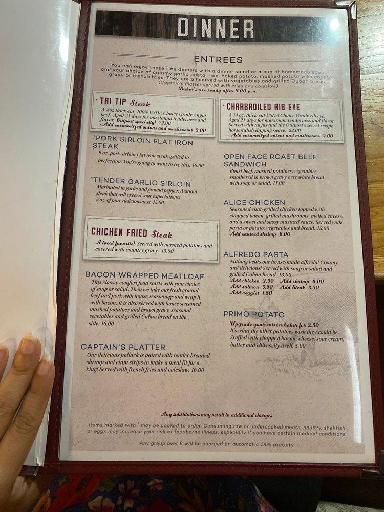 Menu at Outpost Pizza Pub & Grill, John Day