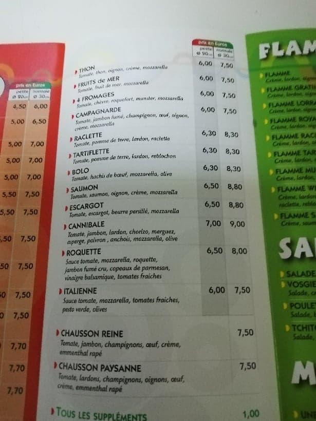 Menu at T'chitcho Pizzas pizzeria, Morhange