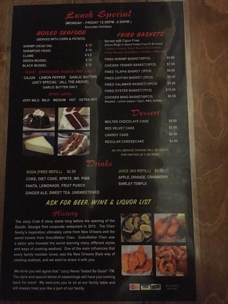 Menu at The Juicy Crab McDonough pub & bar, McDonough