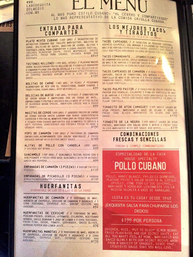 Menu At La Bodeguita Del Medio Pub Bar Playa Del Carmen Ta Avenida