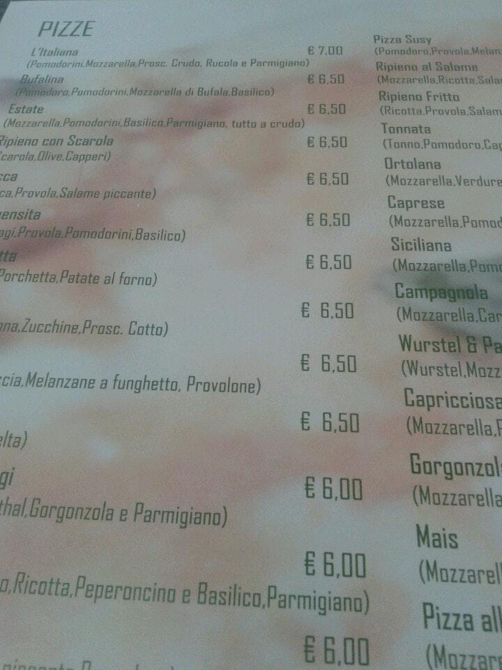 Menu at Super Pizza restaurant, Naples