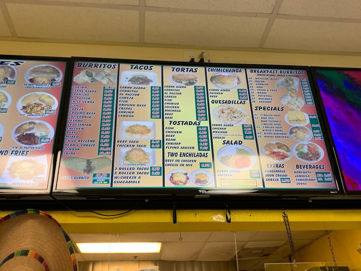 Menu at El Gallito Taco Shop restaurant, Fort Mohave