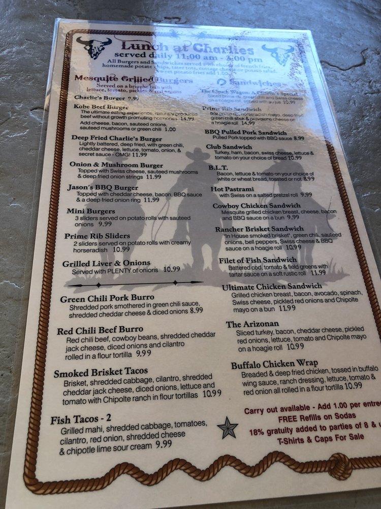 Carta de Charlie Clark's Steakhouse, E White Mountain