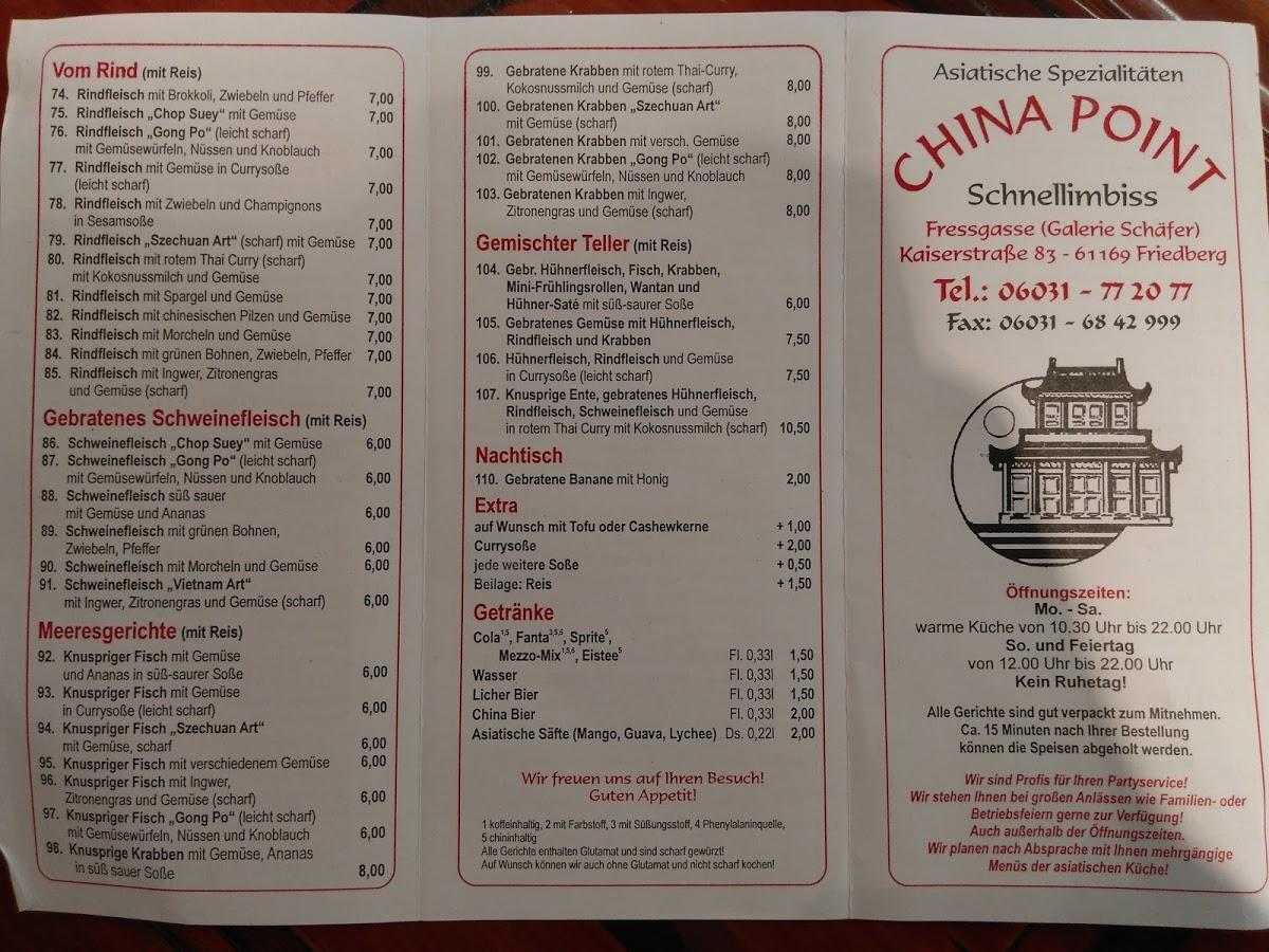 China point on sale menu