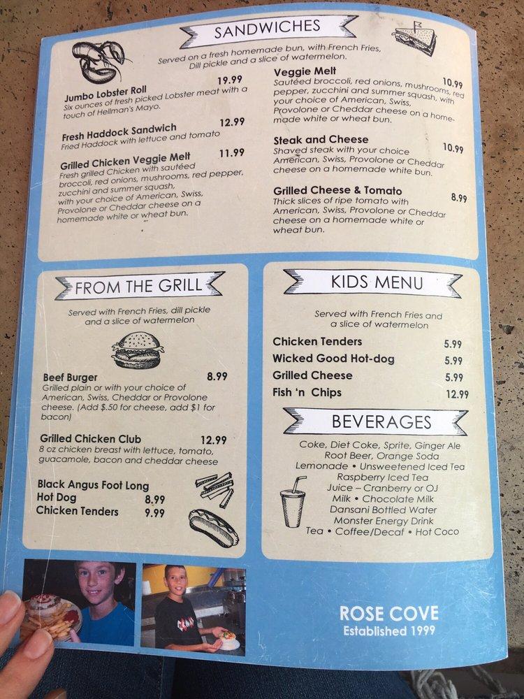 Menu at Rose Cove Ogunquit restaurant, Ogunquit