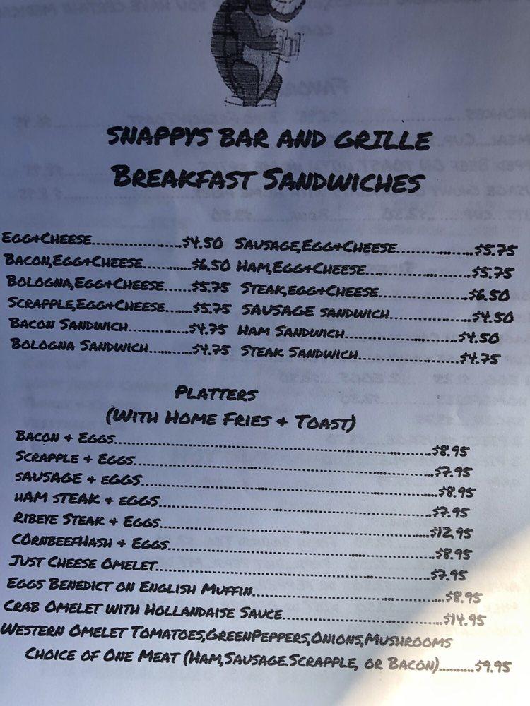 Menu at Snappy's Bar & Grille, Bridgeville