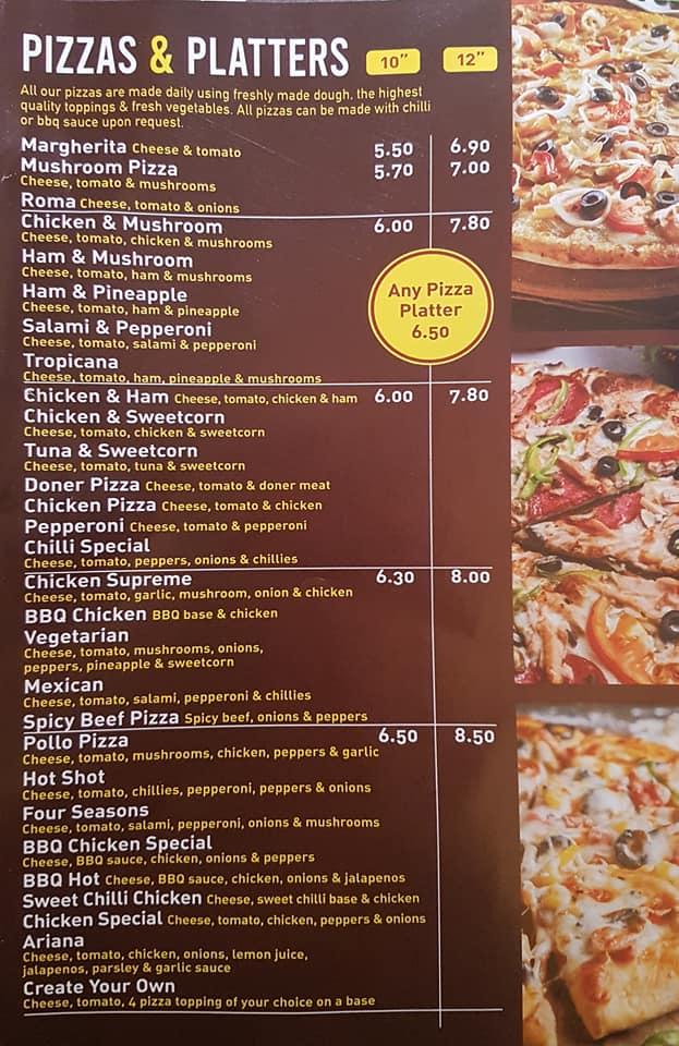 Carta de comida rápida HLC Pizza And Kebab House, Grimsby, 101 Louth Rd
