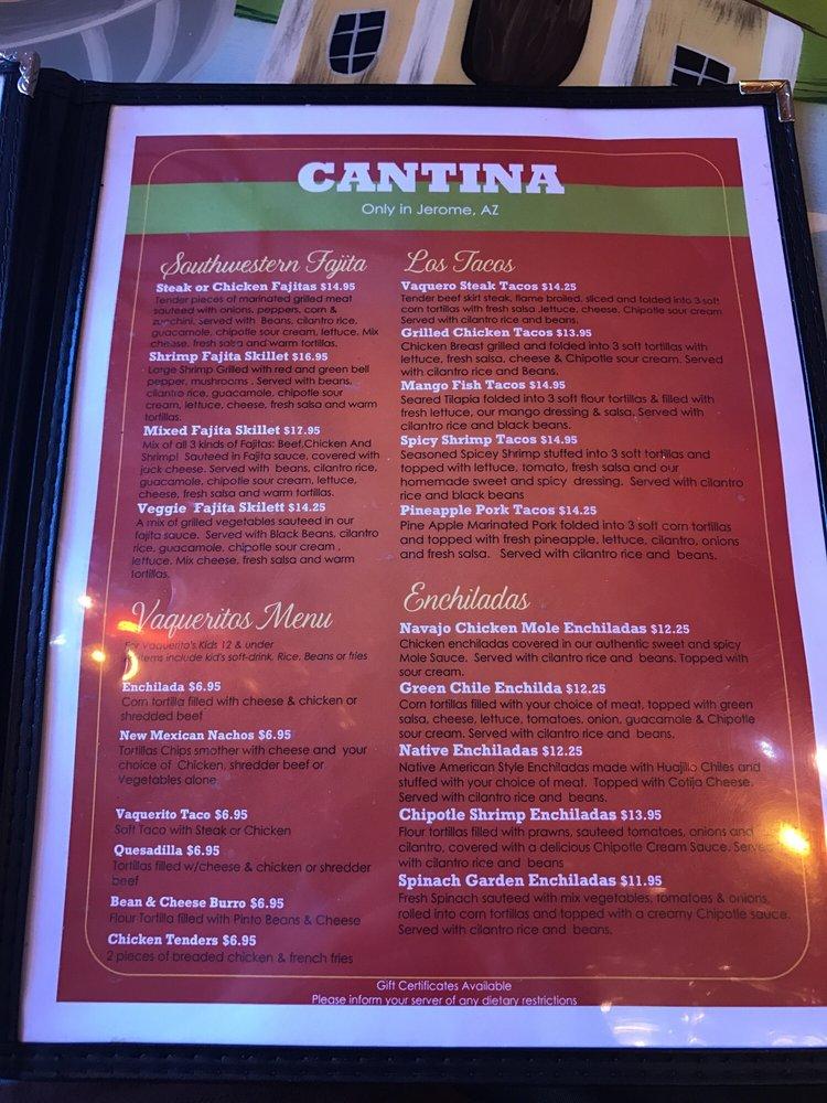 Menu at Vaqueros Grill & Cantina restaurant, Jerome
