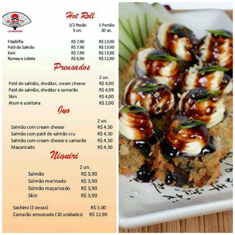 Sushimi cardápio