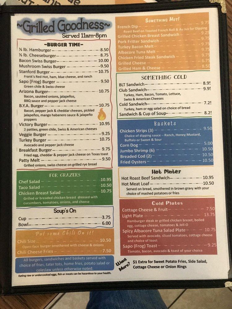 Menu at Stanford Inn cafe & bar, Salome