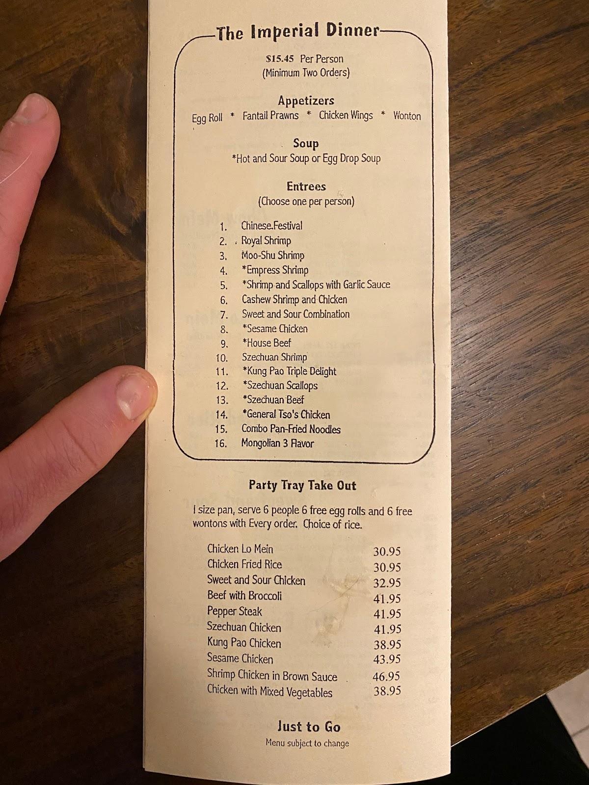Menu at China Garden Chinese Restaurant, Monte Vista