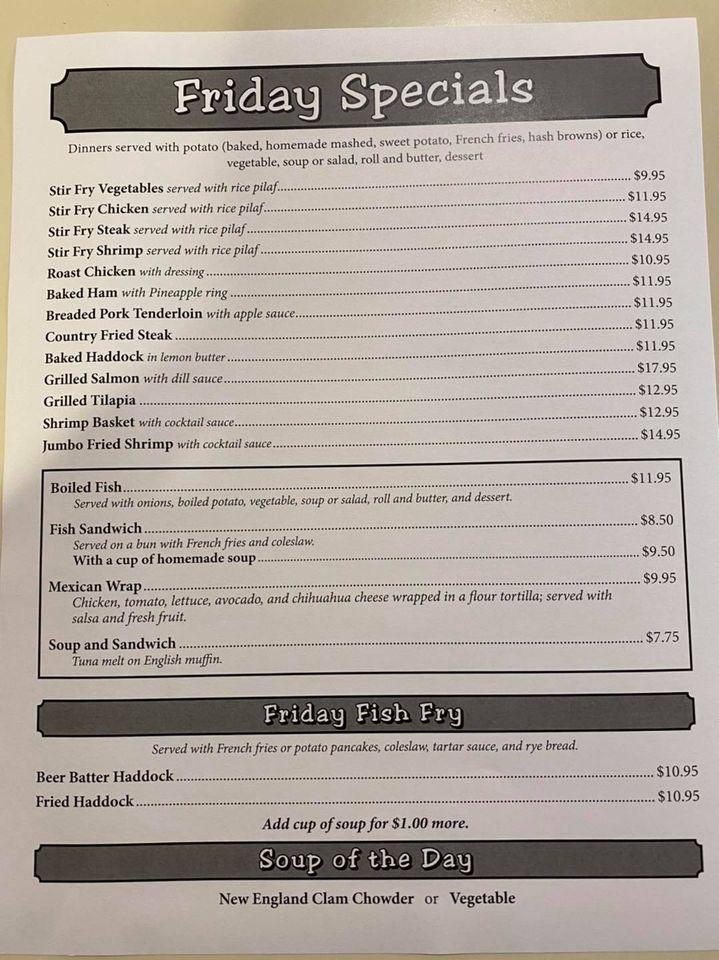 Menu at Isabels restaurant, Woodstock