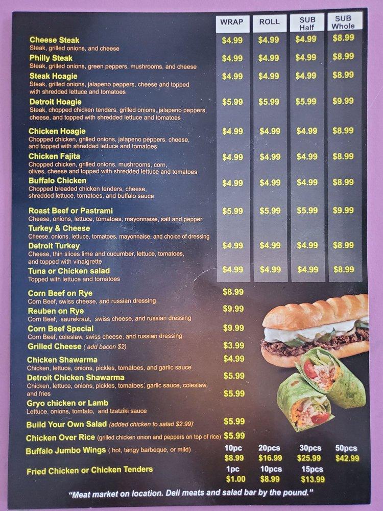 Menu at Detroit grill & Smoothie bar, Detroit