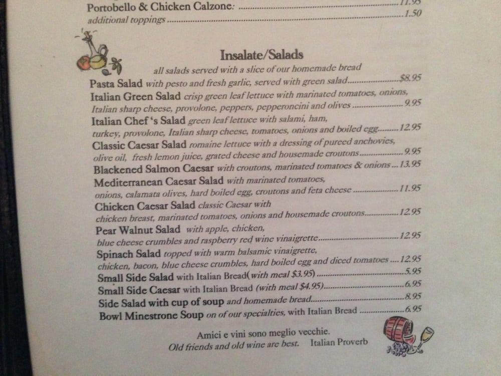 Menu at Gambardella's Pasta Bella, Fairbanks