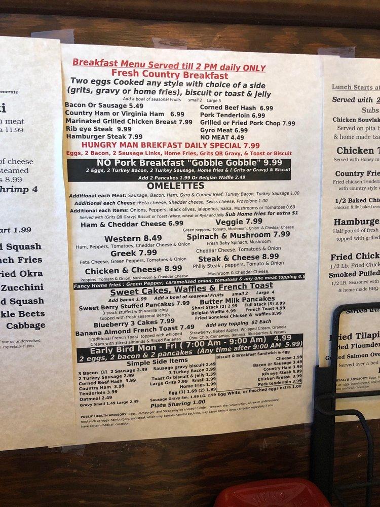 Menu at Oakcrest Family Restaurant, Greensboro, Battleground Ave