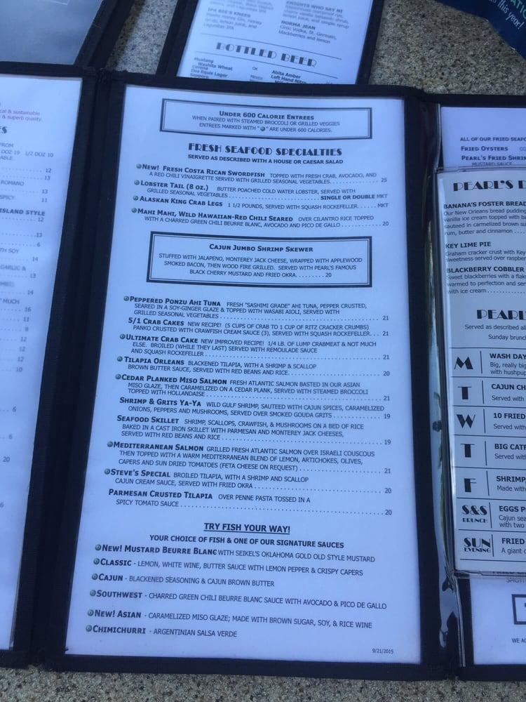 Menu at Pearl's Oyster Bar, Oklahoma City, N Classen Blvd