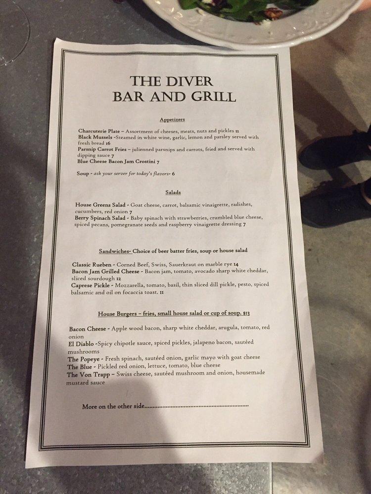 Menu at The Diver Bar & Grill, Eureka