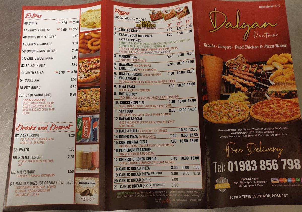 Menu at Dalyan Ventnor fast food, Ventnor