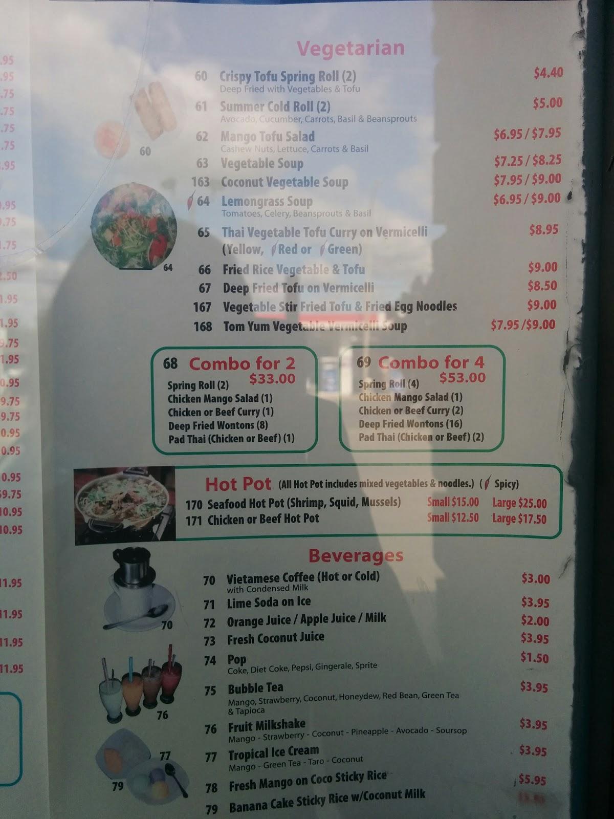Menu at Sweet Chili VietThai Pho Noodle House restaurant, Orangeville