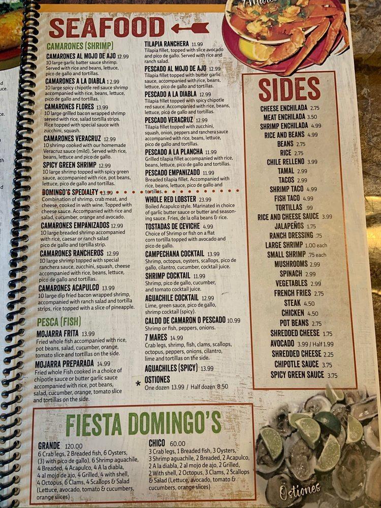 Menu at Domingos Mexican & Seafood Restaurant, Mocksville