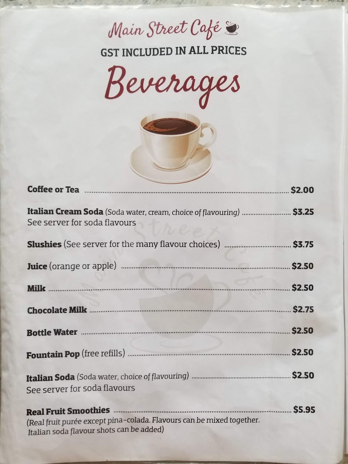 Menu at Main Street Café & Lounge, Foremost