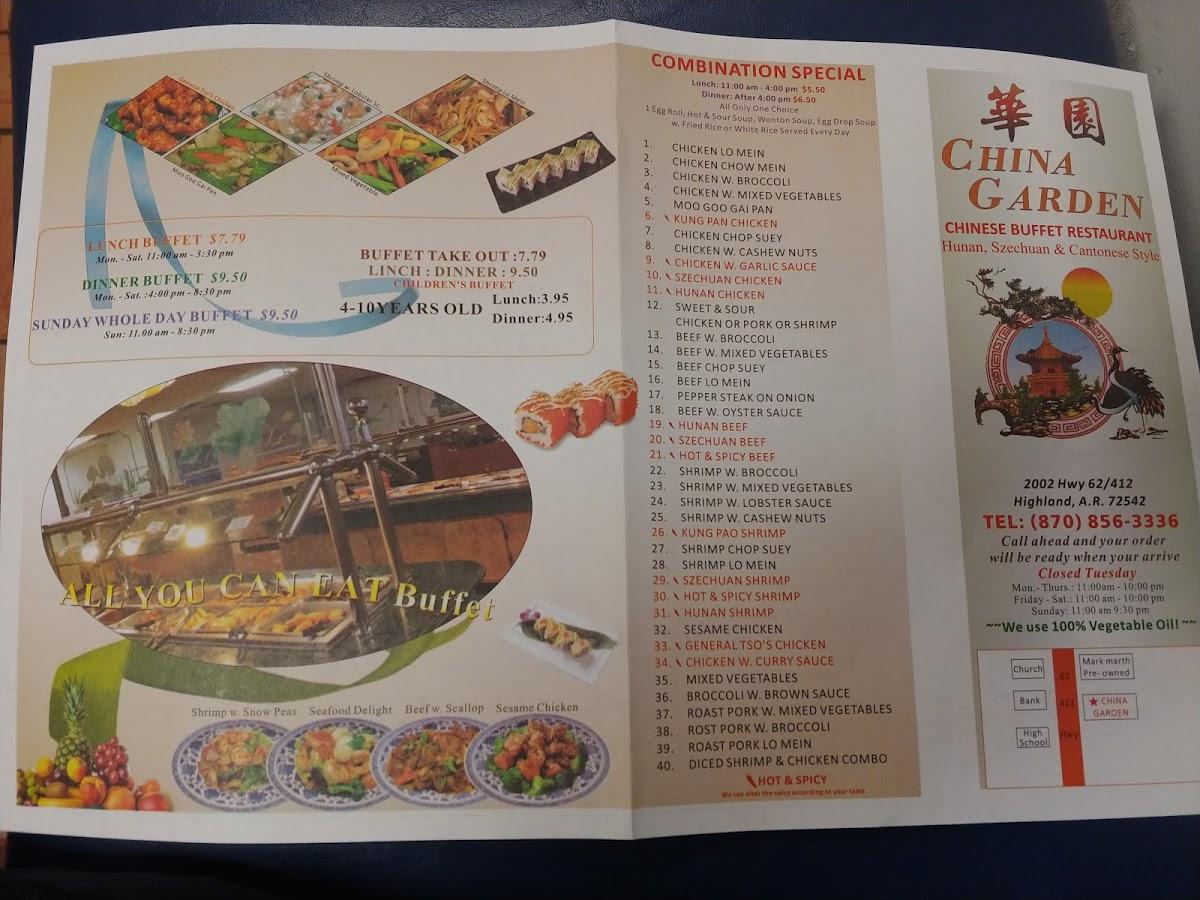 Carta del restaurante China Garden, Highland