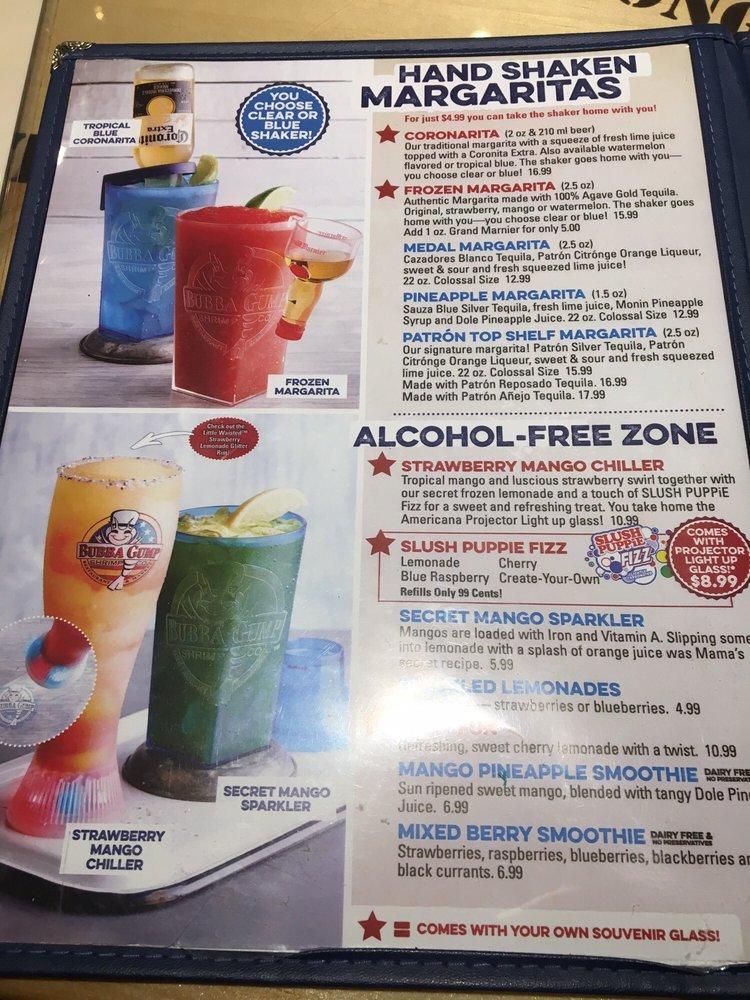 Menu at Bubba Gump Shrimp Co. restaurant, Edmonton