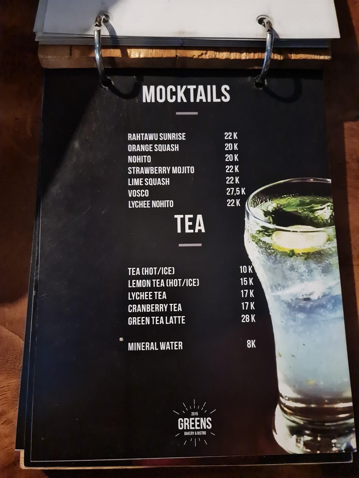 Menu at Greens Bakery & Bistro, Kudus