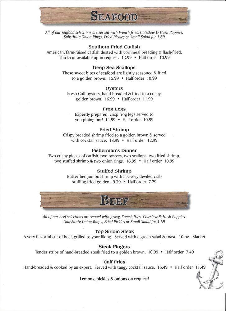 Menu at Bill's Fish House restaurant, Waurika, OK79
