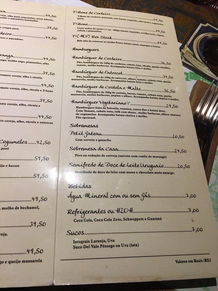 Menu At Taberna MF Pub Bar Gramado