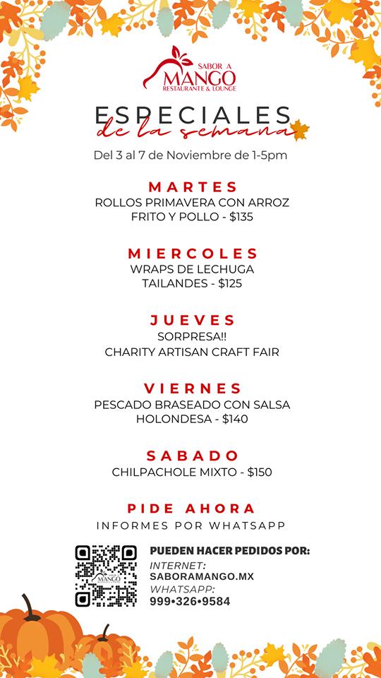 Menu at Sabor A Mango restaurant, Cholul