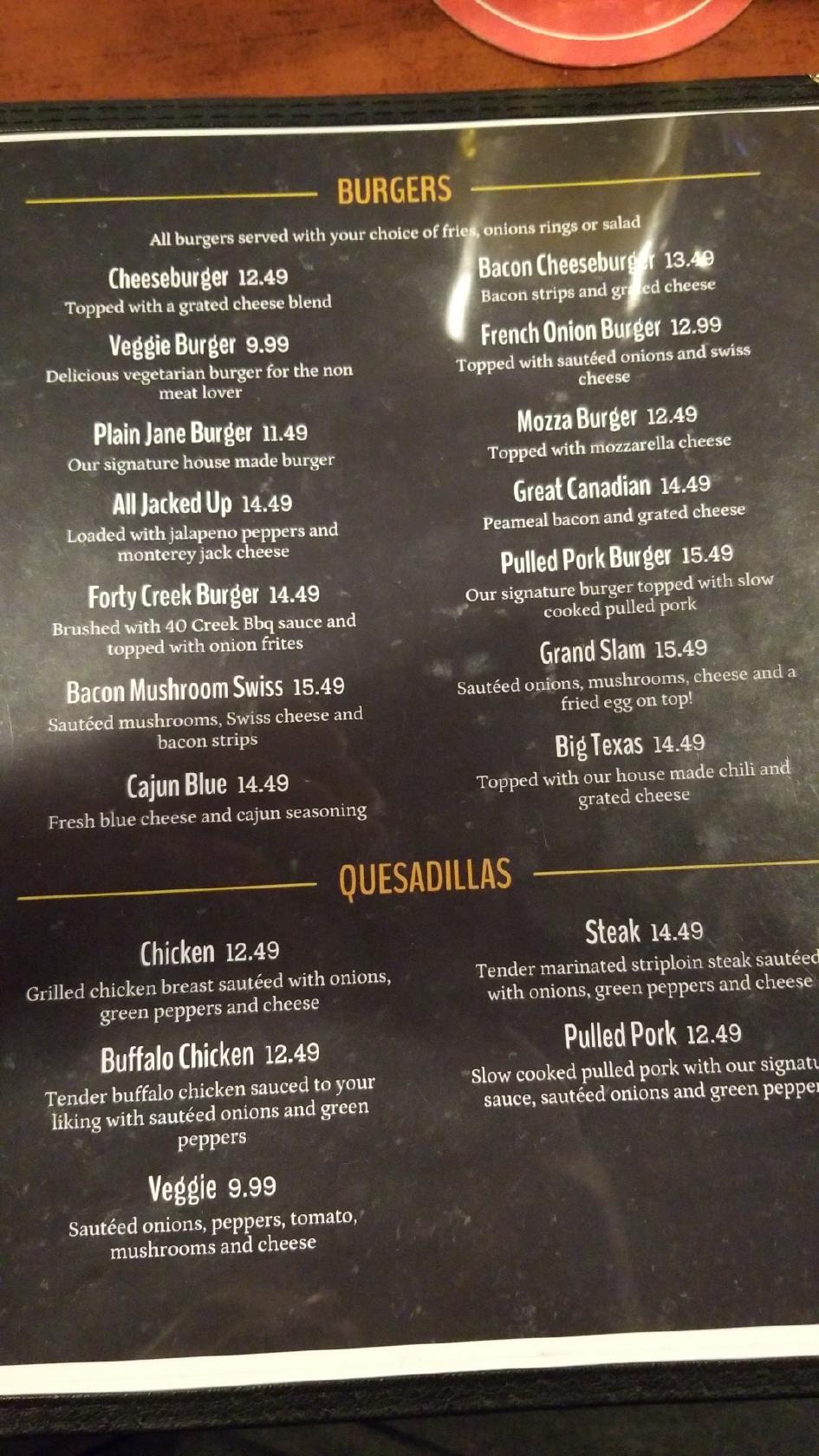 Menu at M&M Bar and Grill, Cambridge