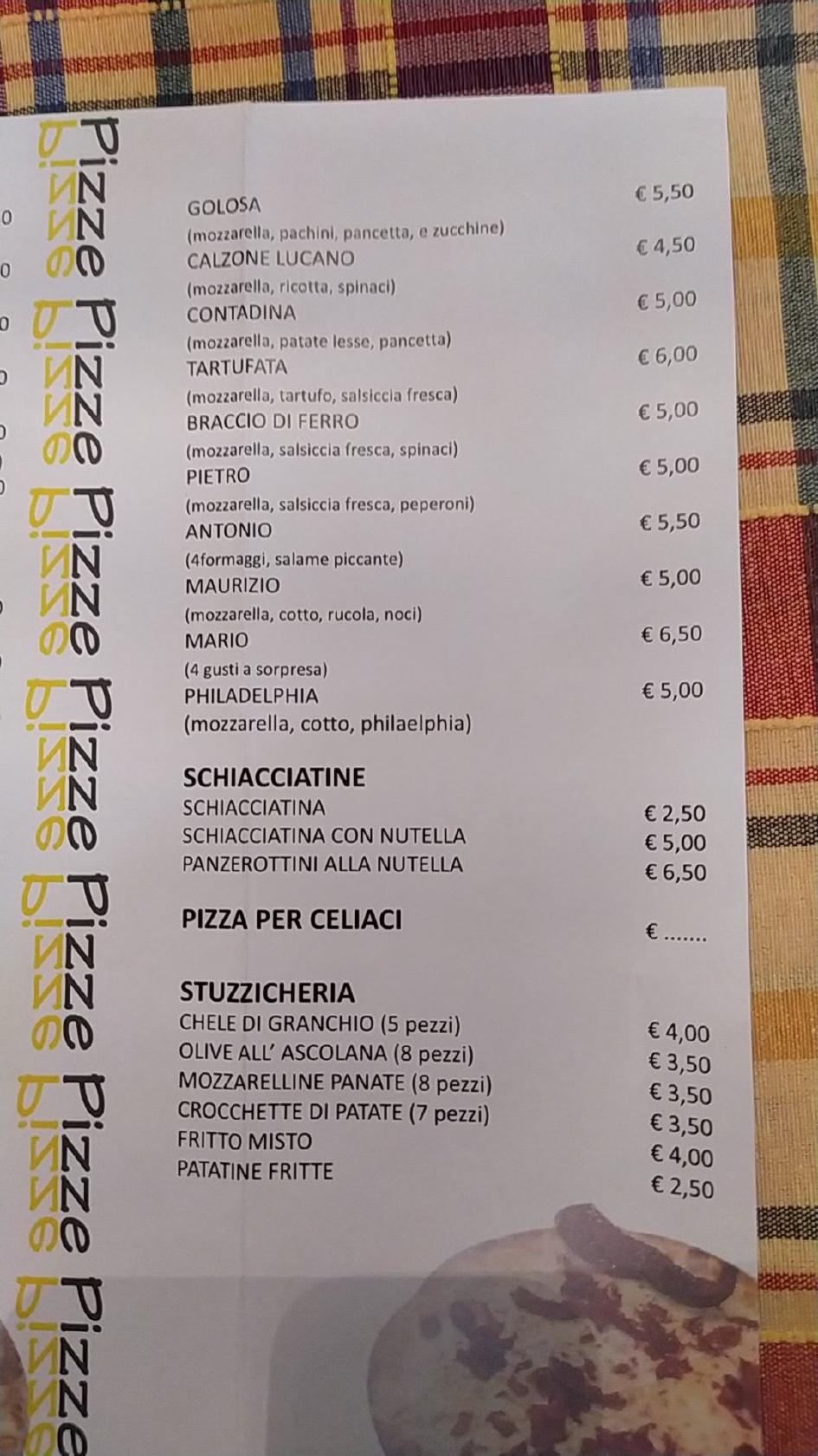 Menu di Ristorante Pizzeria Doppio Senso 