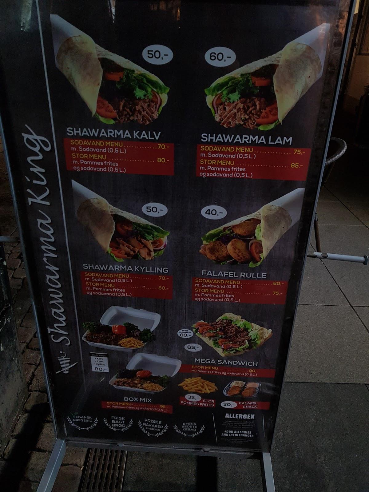 Speisekarte von Shawarma King fast Food, Aarhus