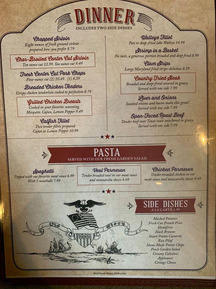 Menu at Paul Revere Family Restaurant, Mansfield